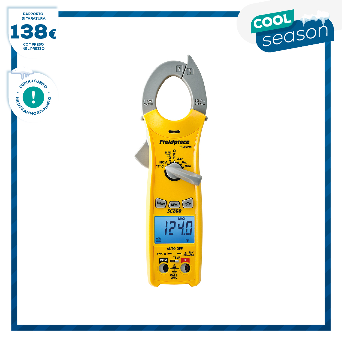 Fieldpiece USA - SC260 INT - Professionelle Stromzange - Inklusive Kalibrierungsbericht