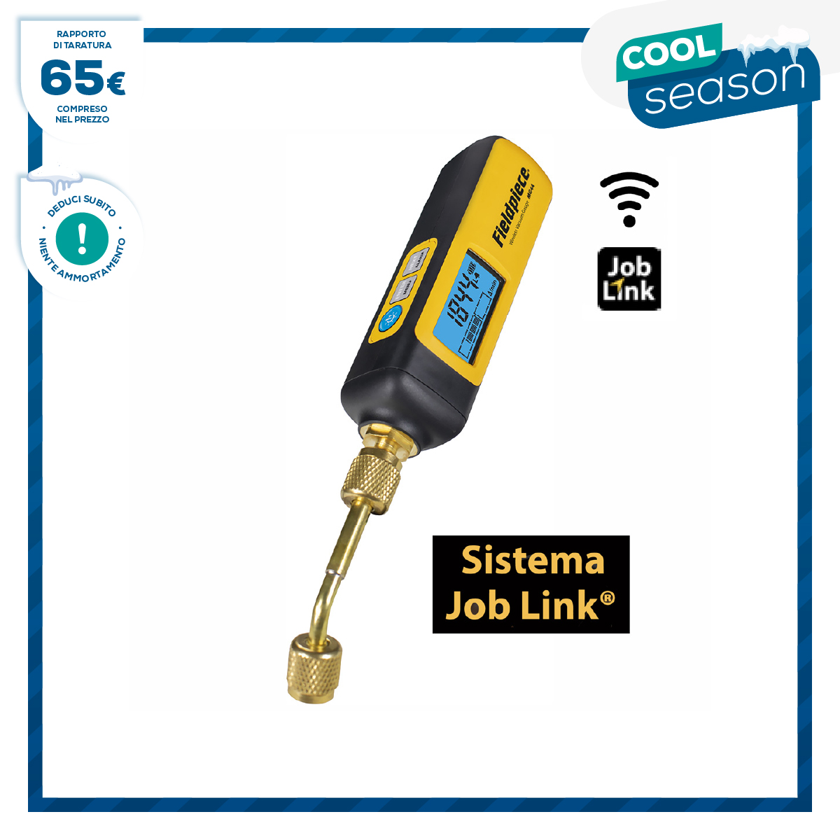 Fieldpiece USA - MG44 - Professionelles drahtloses Vakuummessgerät (JobLink-System) - Messbereich 0-25.000 Mikrometer (0-3.333 Pascal, 0-33 mbar) - inklusive Kalibrierungsbericht