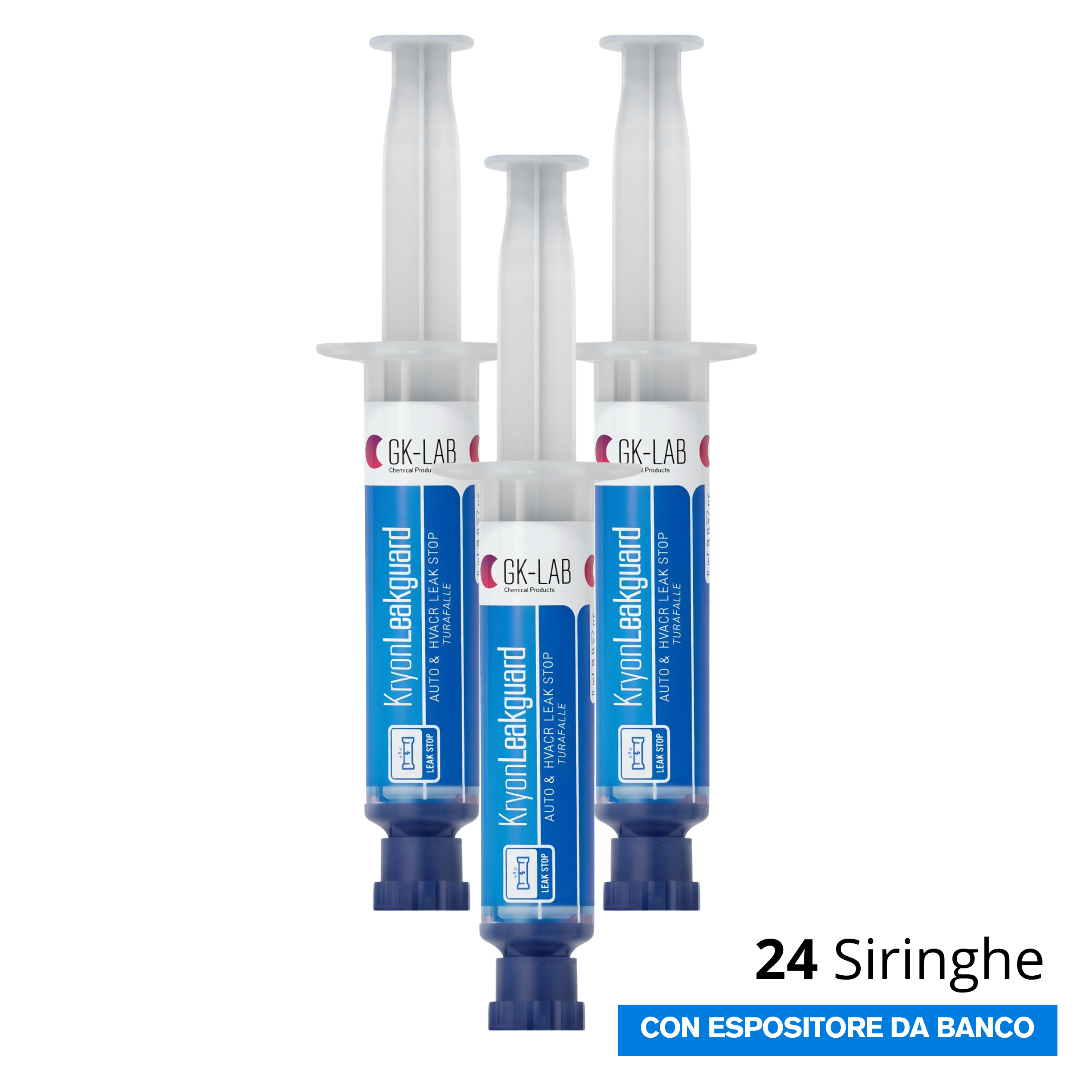 GK-Lab KryonLeakGuard Turafalle per Riparazione Microperdite nei Sistemi HAVCR e AUTO - 24 Siringhe da 8 ml.