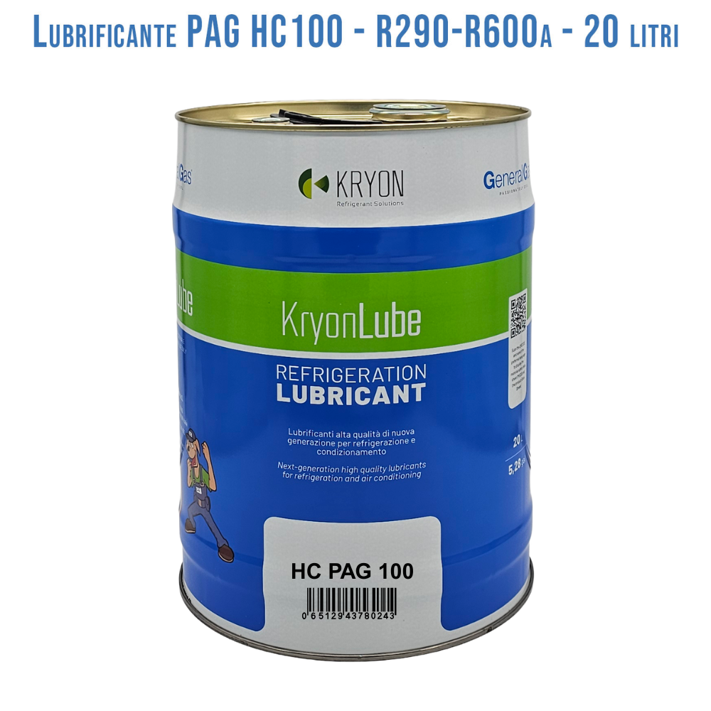 Olio Lubrificante KryonLube HC PAG 100 - R290 e R600a - Tanica in metallo da 20 lt.