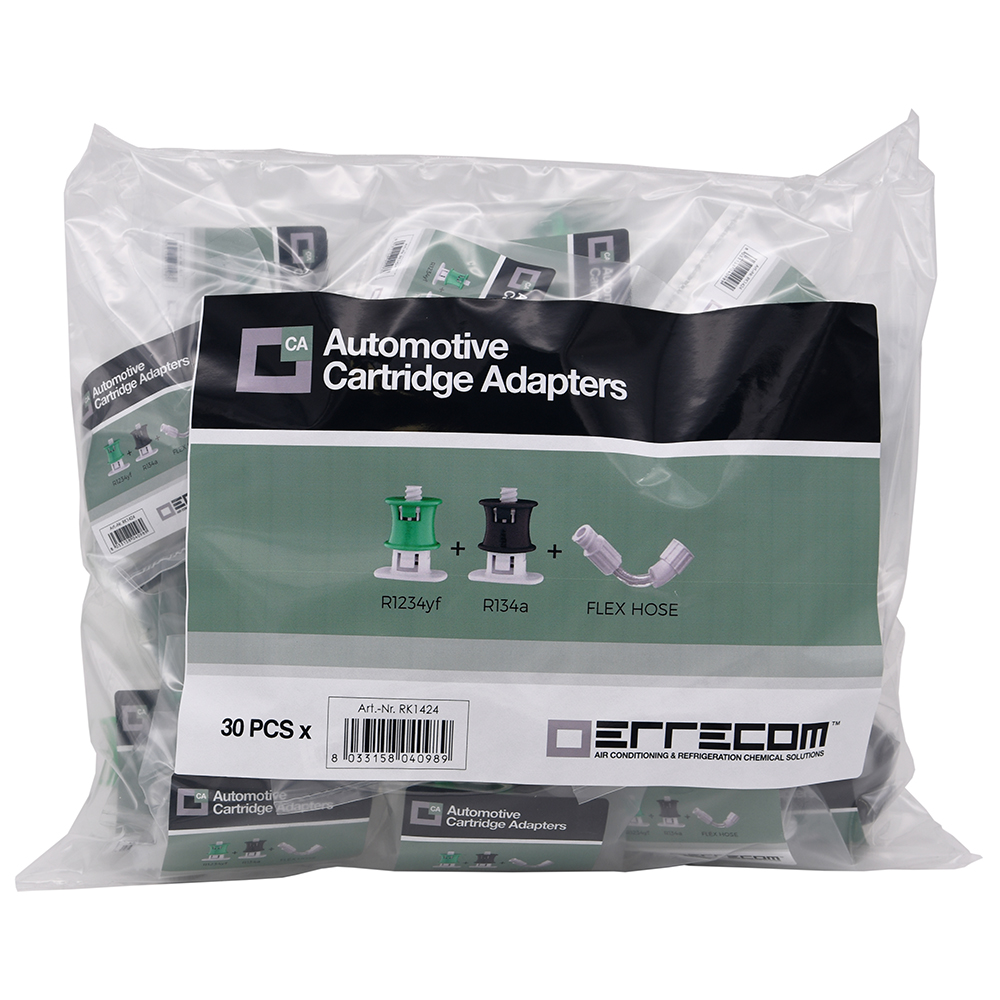 30 x Autoadapter-Kits aus Kunststoff für ULTRA Systemspritzen und Farbstoffe - R134a und HFO 1234yf + flexibler Schlauch - Packung mit 30 Kits