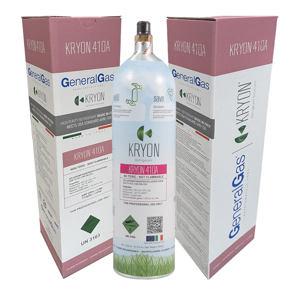 6 x R410A Confezione 6 Bombole KryoSmart Alu - 1,1 Lt / 0,8 kg - 48 Bar - alluminio - valvola 5/16 SAE RH